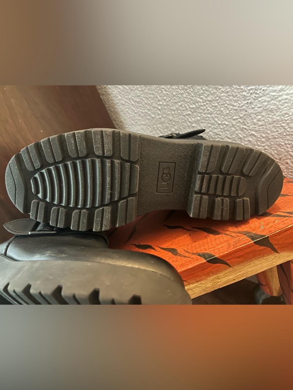 UGG Black Leather Buckle Ankle Boots - Picture 5 of 6